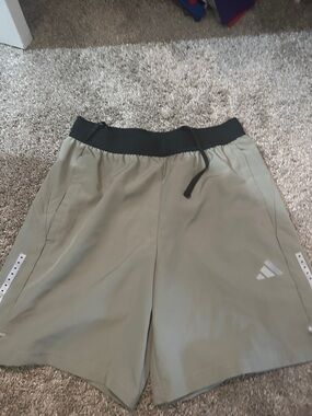 adidas Men's Light Olive Athletic Shorts with Black Waistband